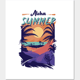 Aloha Summer Retro Vintage Art Posters and Art